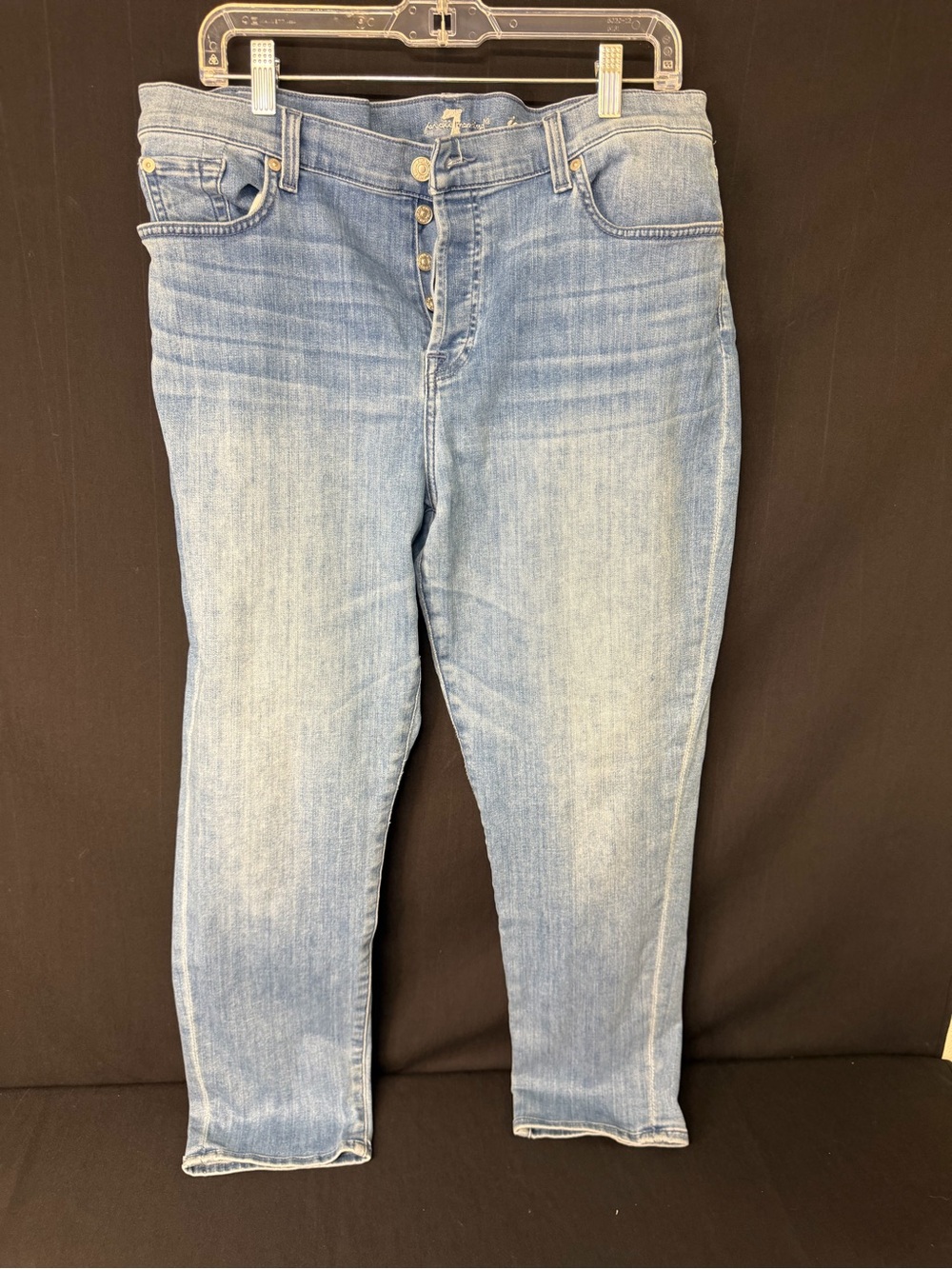 7 For All Mankind Slimmy Boyfriend Jeans Size 32 Light Wash Button Fly Denim